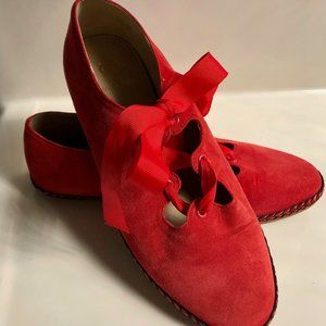 *SALE* Rara Avis Red Suede Ribboned Espadrille